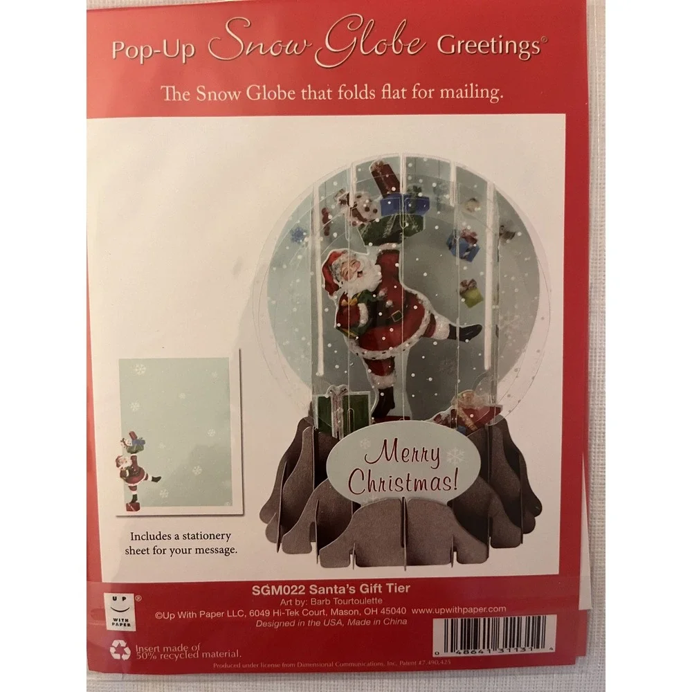 Hallmark Wonderfolds & Up With Paper Snow Globe Christmas Pop-Up Cards Lot of 4
